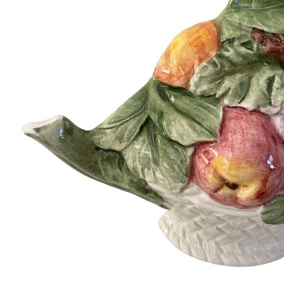 Majolica Half Teapot With Fruit Wall Hanging Made in Italy Vintage - Picture 5 of 12